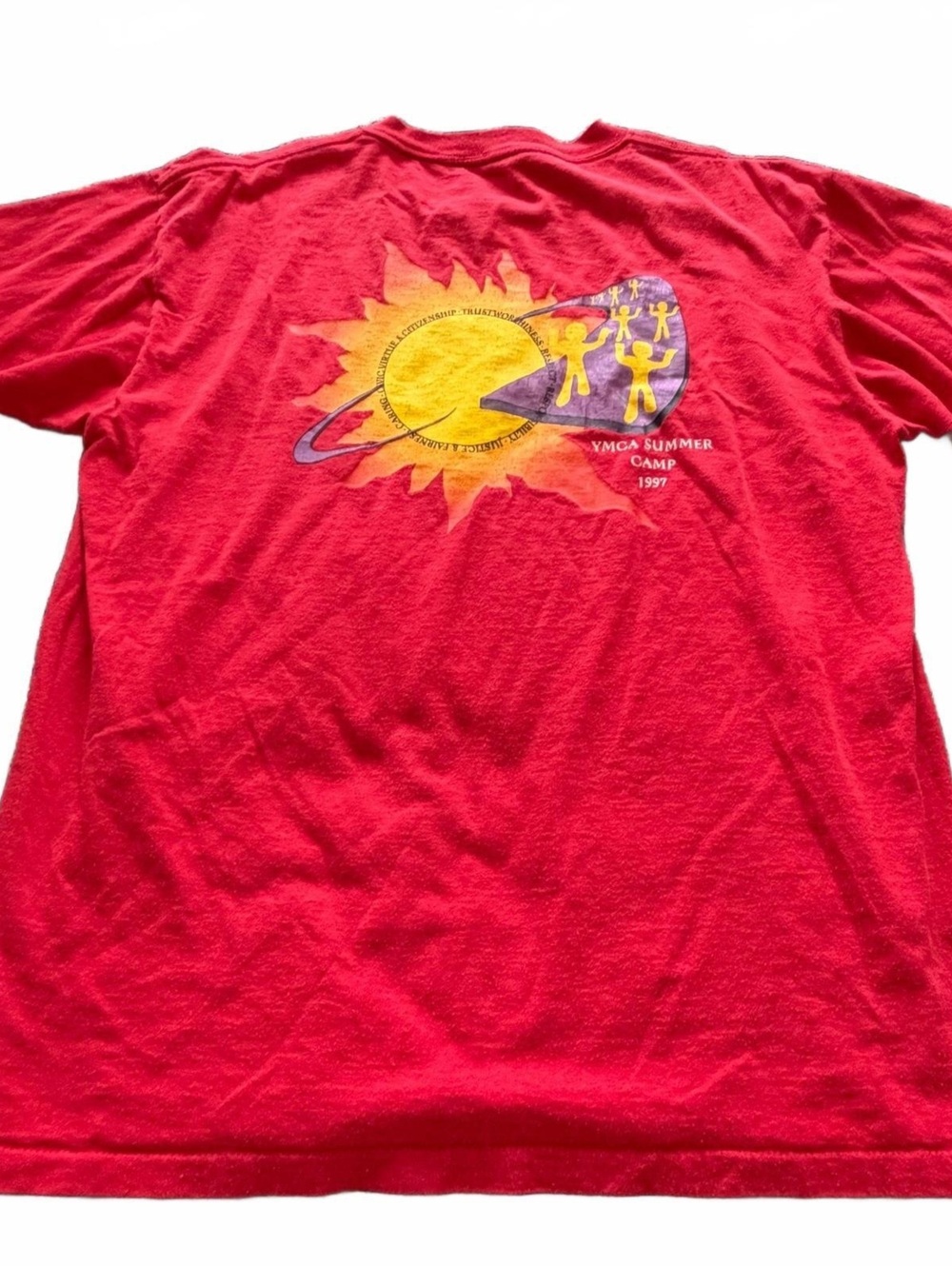 Vintage 1997 YMCA Summer Camp Embarcadero Red Graphic Tee Size XL